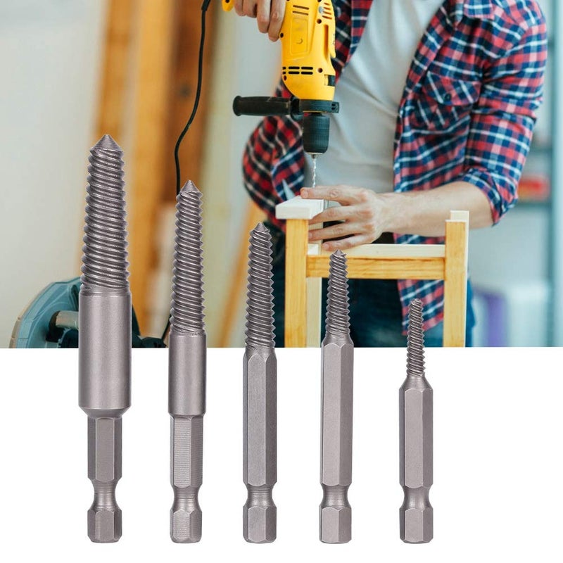 5 Pcs Screw Extractor Kit Fine Teeth For Damaged Screw Removal 1 4 Hex Shank - Image 5