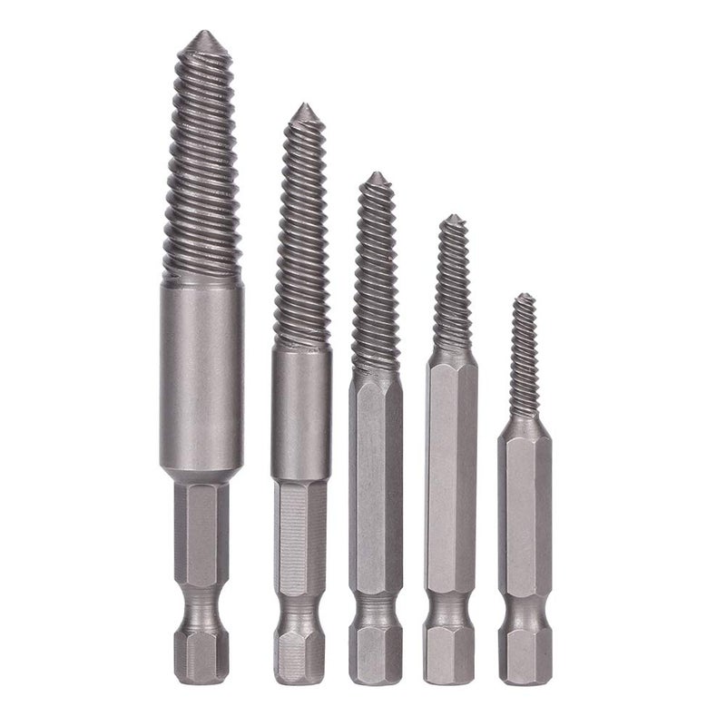 5 Pcs Screw Extractor Kit Fine Teeth For Damaged Screw Removal 1 4 Hex Shank - Image 2