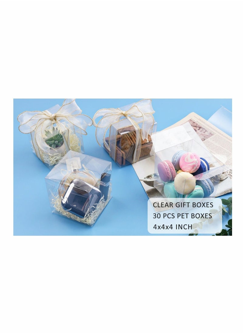 30 Pcs Clear Favor Boxes Transparent Baking Box Cake Packaging West Point Plastic Gift Box 4 Inch For Wedding Party