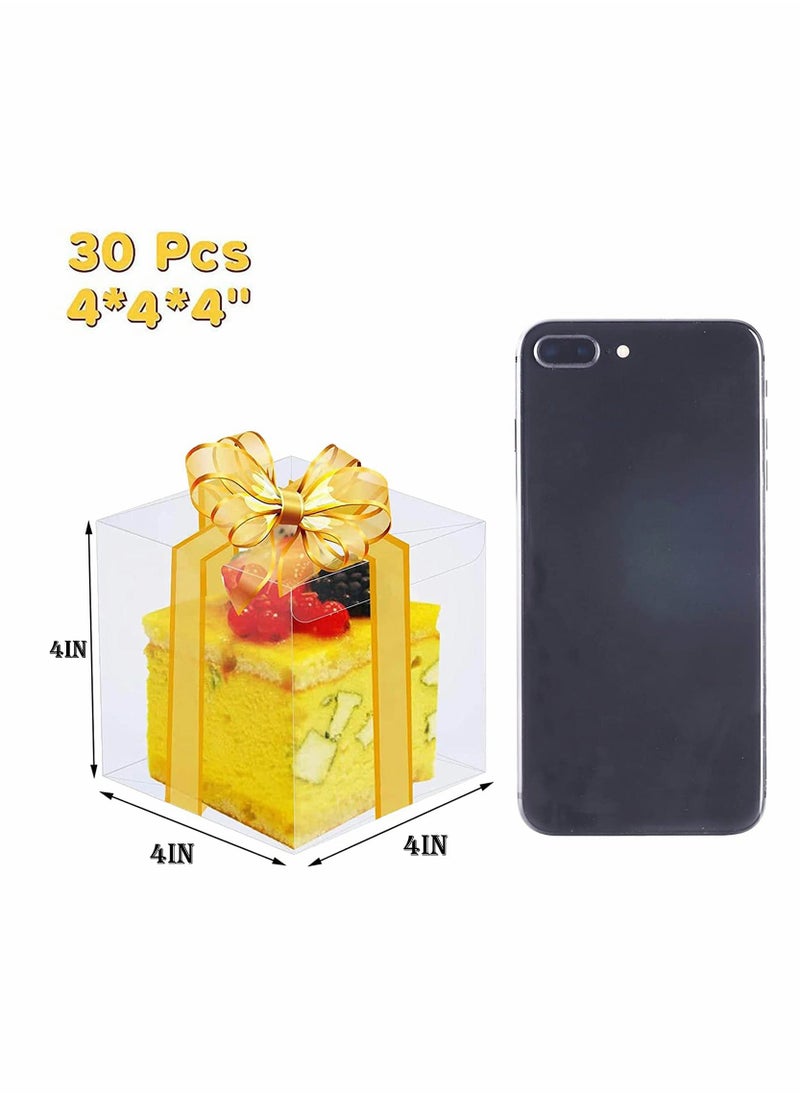 30 Pcs Clear Favor Boxes Transparent Baking Box Cake Packaging West Point Plastic Gift Box 4 Inch For Wedding Party