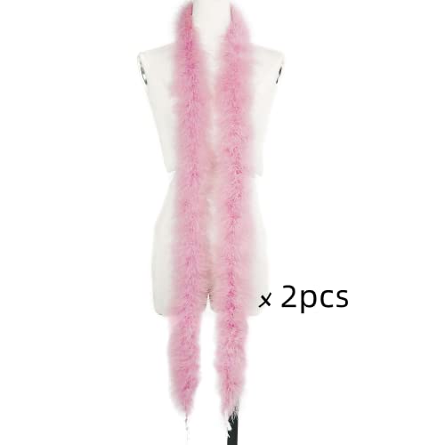 Holmgren Pink Marabou Feather Boas - 2 Pcs 25g 2 Yards Feathers Boa for Women, DIY Clothing, Kids Party Dress Up, Home Wedding Decor (Pink) - Image 2