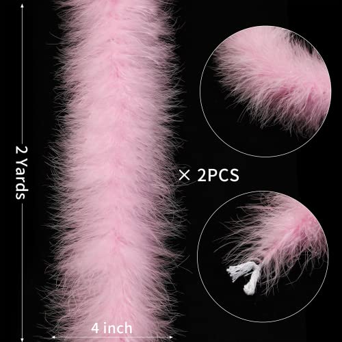 Holmgren Pink Marabou Feather Boas - 2 Pcs 25g 2 Yards Feathers Boa for Women, DIY Clothing, Kids Party Dress Up, Home Wedding Decor (Pink) - Image 4