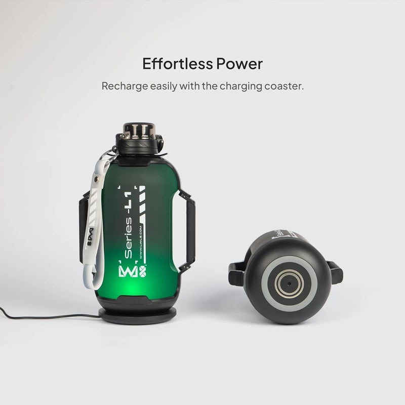 LWL8 زجاجة مياه ذكية LWL8 من تريتان تتعقب استهلاك المياه وتضيء لتذكيرك بالبقاء رطبًا مع قشة مدمجة لون دنيم أسود 1300 مل - Image 5