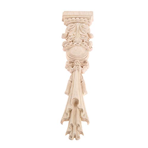 MUXSAM Wood Carved Appliques Onlays, 2-Pack Unpainted Carving Decals Mouldings Trim for Window Door Frame Rome Column Wall Mantel Dresser Fire Stove Surround Decor, 30x7cm/11.81"x2.76" - Image 4