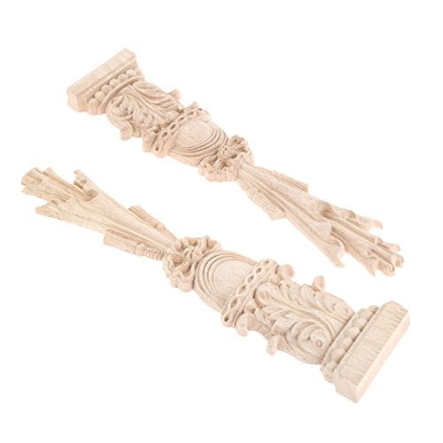 MUXSAM Wood Carved Appliques Onlays, 2-Pack Unpainted Carving Decals Mouldings Trim for Window Door Frame Rome Column Wall Mantel Dresser Fire Stove Surround Decor, 30x7cm/11.81"x2.76" - Image 3