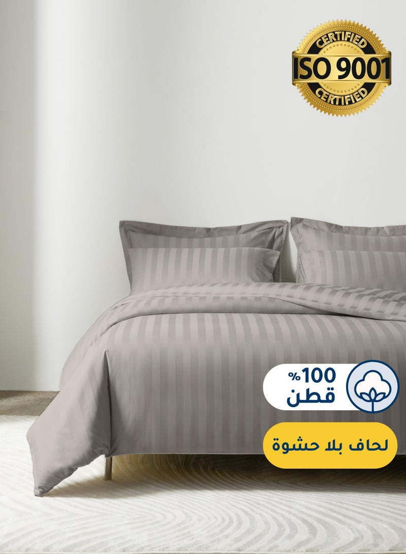 Master Home Textile Cotton Hotel Duvet Cover Sets, Fits 200 cm x 200 cm Size Bed,  6 Pcs King Size, Hotel Stripe Pattern - Image 1