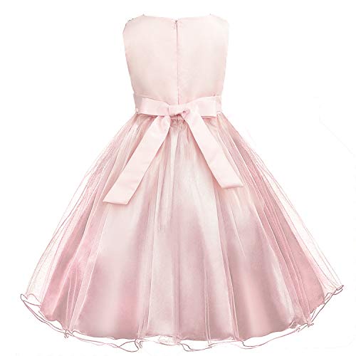 Acecharming Girls Dresses Sequin Flower Girls Party Dress Bridesmaid Ball Gown Wedding Tulle 3-10 Years Pink - Image 2
