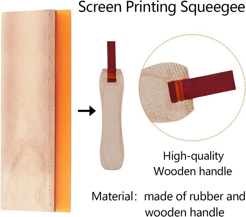 CYCHIRV Screen Printing Squeegee, 75 Durometer Wooden Scraper Rubberwood Silk Print, for Printmaking Print Ink Machine 11.8 inch - Image 4