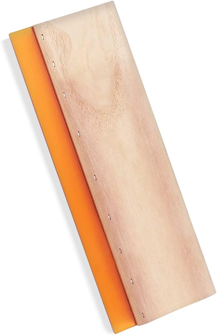 CYCHIRV Screen Printing Squeegee, 75 Durometer Wooden Scraper Rubberwood Silk Print, for Printmaking Print Ink Machine 11.8 inch - Image 1