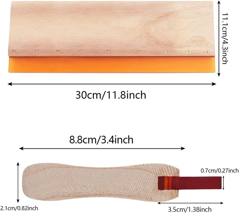 CYCHIRV Screen Printing Squeegee, 75 Durometer Wooden Scraper Rubberwood Silk Print, for Printmaking Print Ink Machine 11.8 inch - Image 2