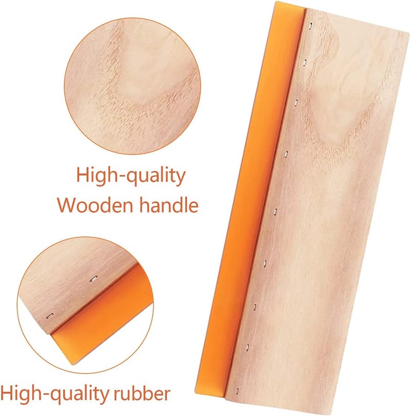 CYCHIRV Screen Printing Squeegee, 75 Durometer Wooden Scraper Rubberwood Silk Print, for Printmaking Print Ink Machine 11.8 inch - Image 3