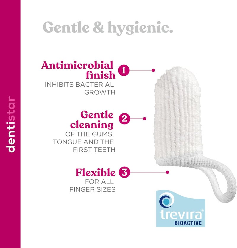 dentistar Dental Care Finger Baby Toothbrush Soft Teeth and Gum Cleaning for Babies 012 Months Reusable Teething Wipes Antibacterial Oral Care BPA Free Made in Germany - Image 2