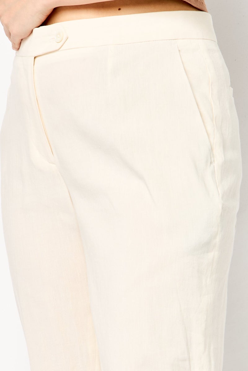 GANT Women Regular Fit Solid Dress Pants, Cream  - Image 3