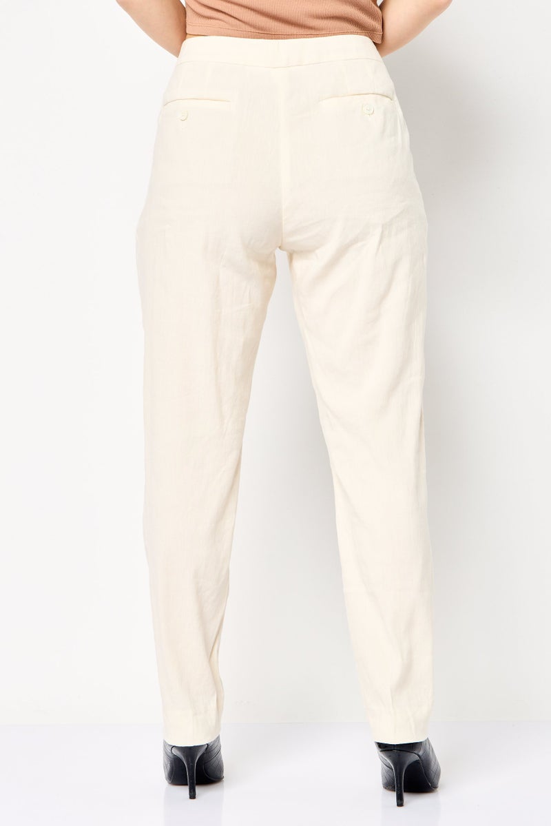 GANT Women Regular Fit Solid Dress Pants, Cream  - Image 2