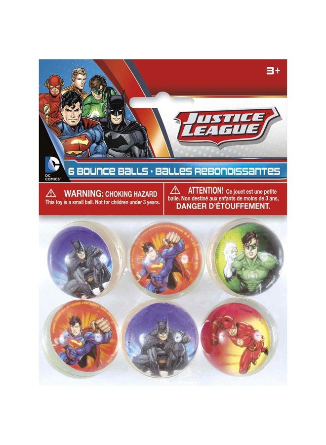 Unique Justice League Bounce Balls - Assorted Designs, 6 Pcs