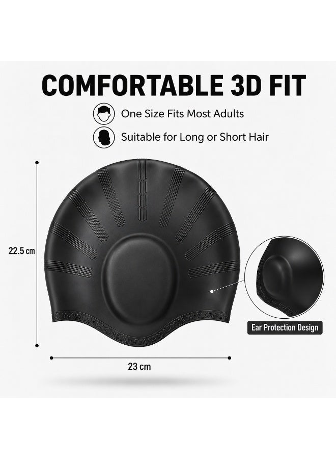 2pcs Swimming Cap 3D Ergonomic Design Comfortable Durable Ear Protection for Women Men Adults for Long or Short Hair - Image 3
