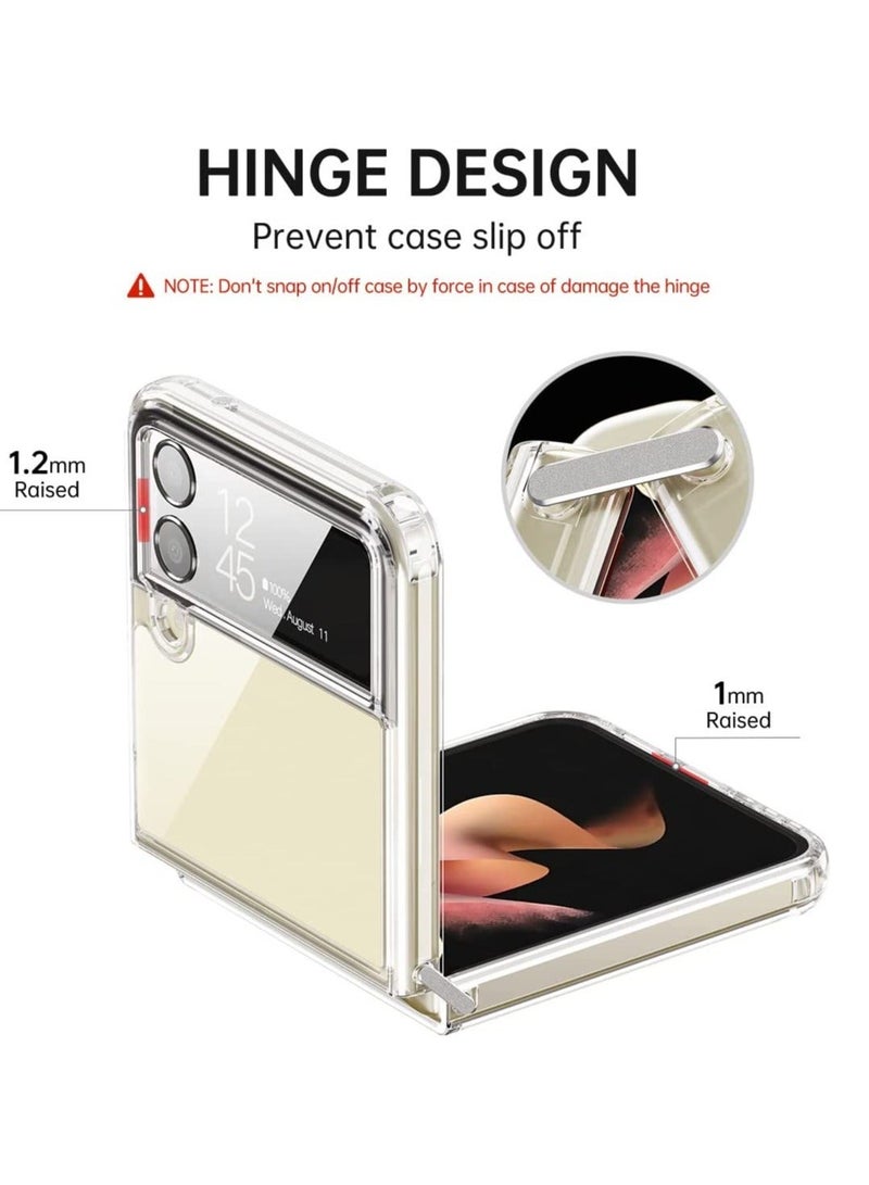 MUNTAQI Samsung Galaxy Z flip 4 5G 2022, Clear Slim Phone Case with Transparent Hard PC Back, Soft TPU Edges, Hinge, Non-Yellowing Shockproof Thin Protective Cover for Z flip 4 - Image 4