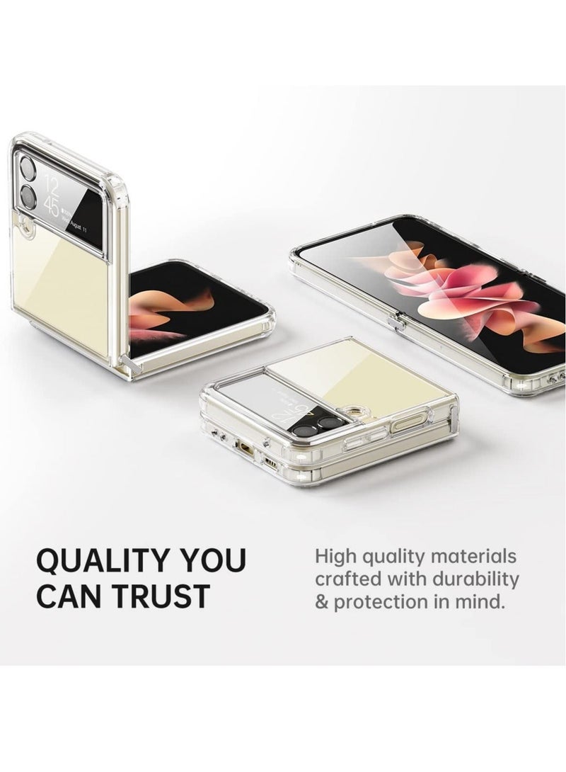 MUNTAQI Samsung Galaxy Z flip 4 5G 2022, Clear Slim Phone Case with Transparent Hard PC Back, Soft TPU Edges, Hinge, Non-Yellowing Shockproof Thin Protective Cover for Z flip 4 - Image 3