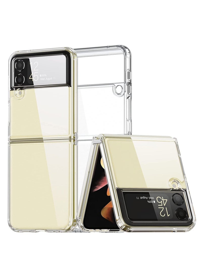 MUNTAQI Samsung Galaxy Z flip 4 5G 2022, Clear Slim Phone Case with Transparent Hard PC Back, Soft TPU Edges, Hinge, Non-Yellowing Shockproof Thin Protective Cover for Z flip 4 - Image 1