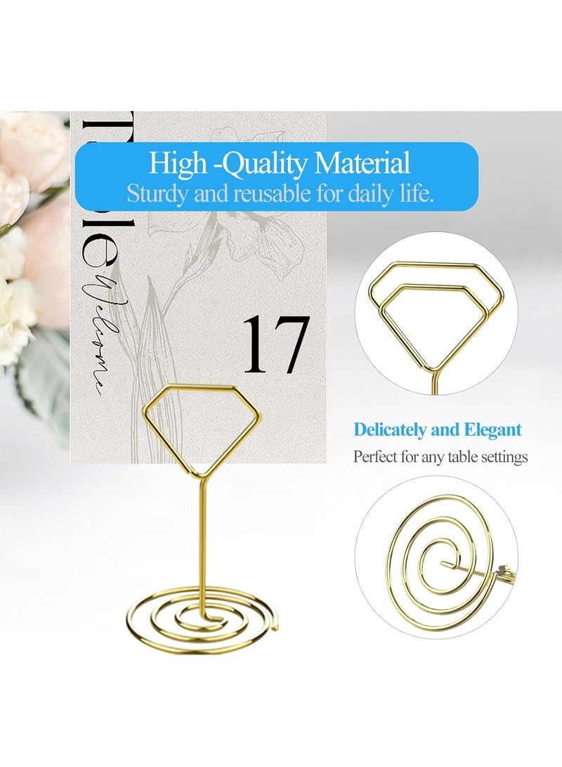 20 قطعة حاملي أرقام الطاولات، حاملي بطاقات المكان الأنيقة، حاملي الصور للطاولات، حاملي البطاقات الصغيرة لأرقام الطاولات، حاملي البطاقات للصور كقطع مركزية للطاولات، لحفل الزفاف، حفل الاستقبال، حفل العروس، عيد الميلاد (ذهبي) - Image 2