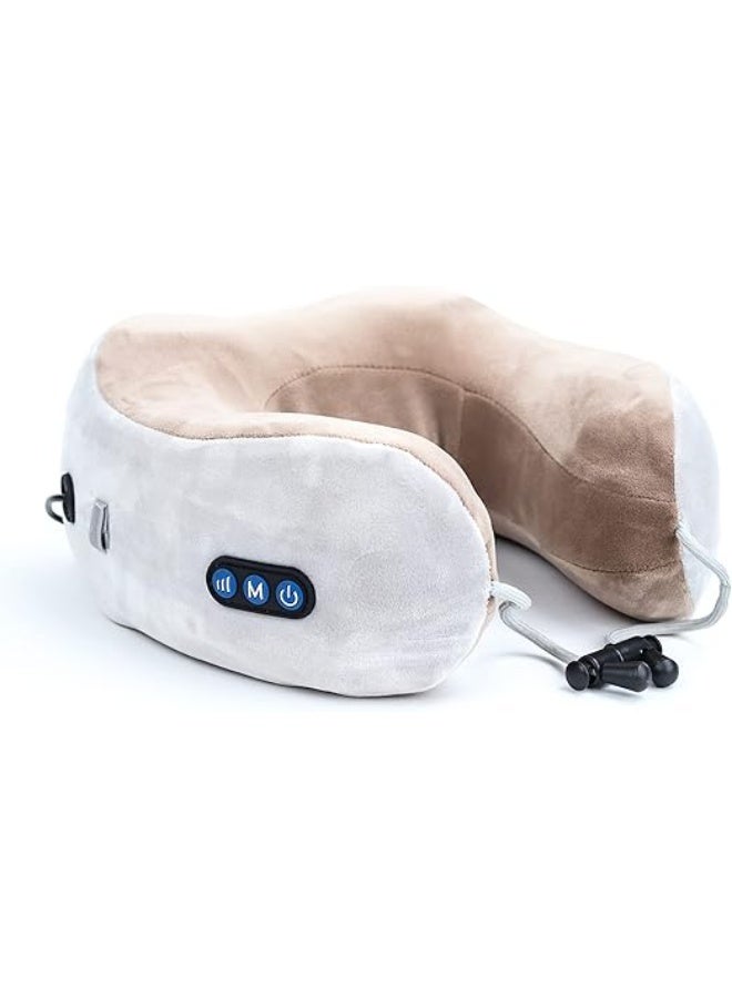 U-Shaped Vibration Neck Massage Pillow – Multifunctional Electric Shoulder Massager for Muscle Fatigue – Includes 2 Chargers & USB Cable – Portable Relaxation Support - Image 1