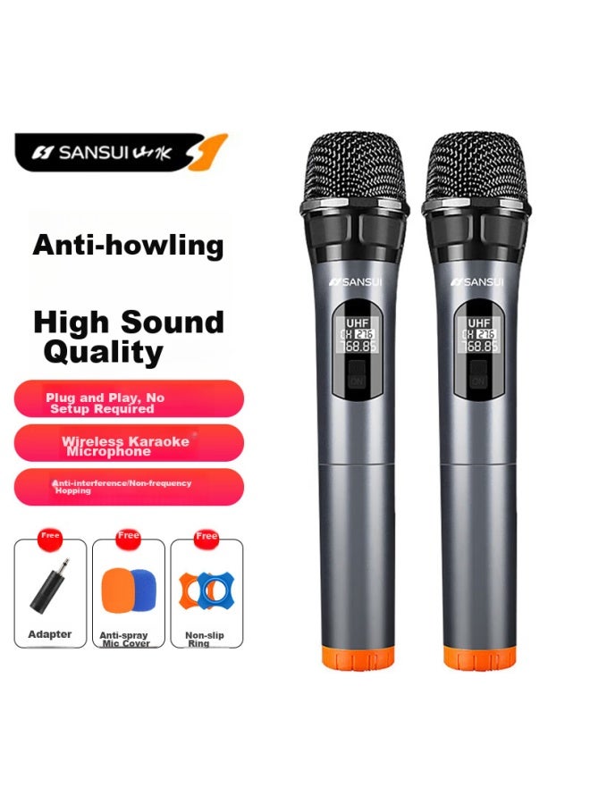 Sansui Wireless Microphone System, Dual-channel Universal Microphone, For Home Ktv, Singing, Speech, Stage Performance, Karaoke, Meetings, Speaker, Amplifier, Tv, Car-mounted, U3 Rechargeable Receiver - Image 1