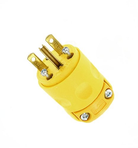 Leviton 15 Amp, 250 Volt, Grounding Plug, 615PV, Yellow - Image 4
