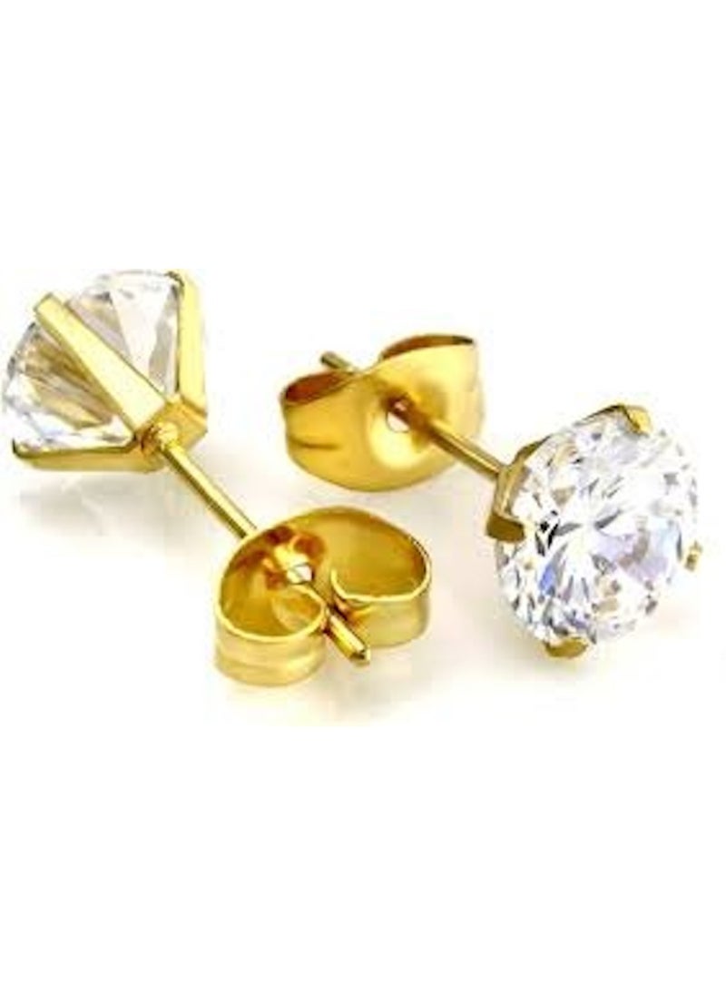 Huitich Gold Colour Plated Cubic Zirconia Stud Earrings Set – 5 Pairs  - Image 3