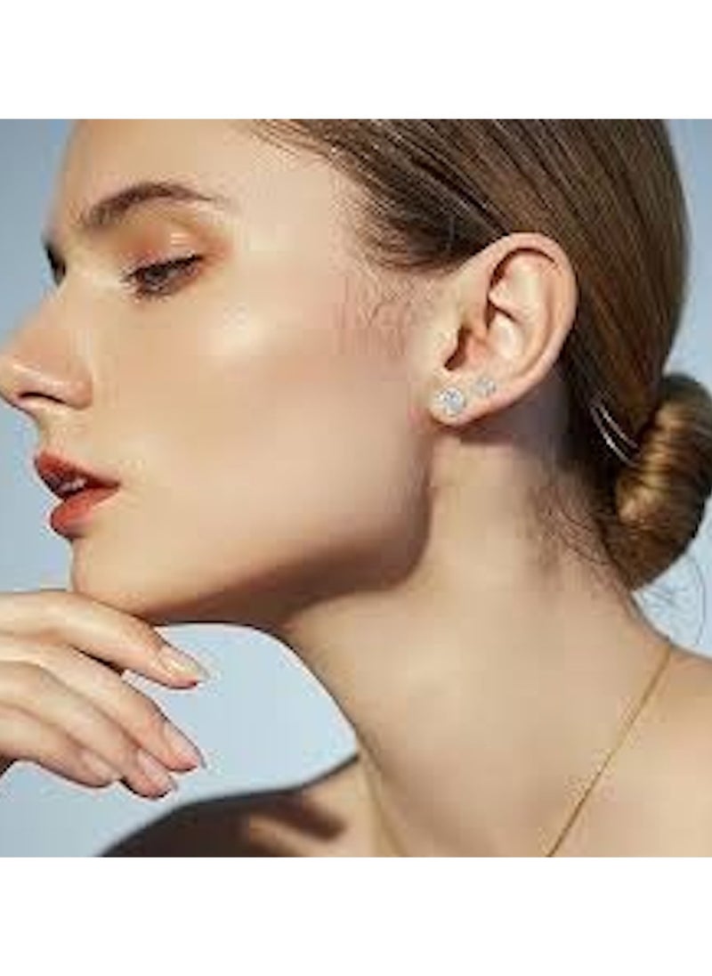 Huitich Gold Colour Plated Cubic Zirconia Stud Earrings Set – 5 Pairs  - Image 4