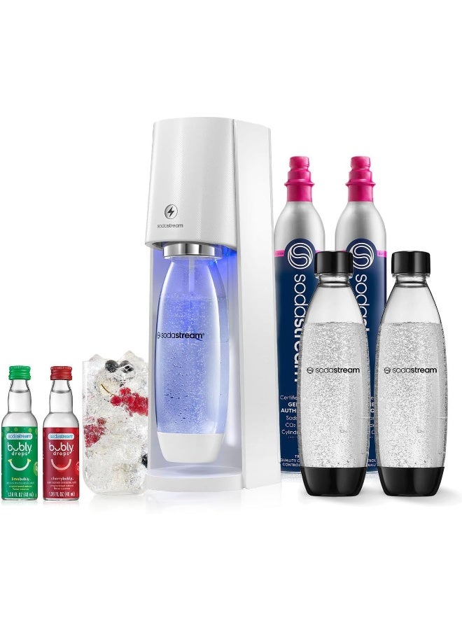 SodaStream SodaStream E-TERRA Sparkling Water Maker Bundle (White), with CO2, Carbonating Bottles, and bubly Drops Flavors  - Image 1
