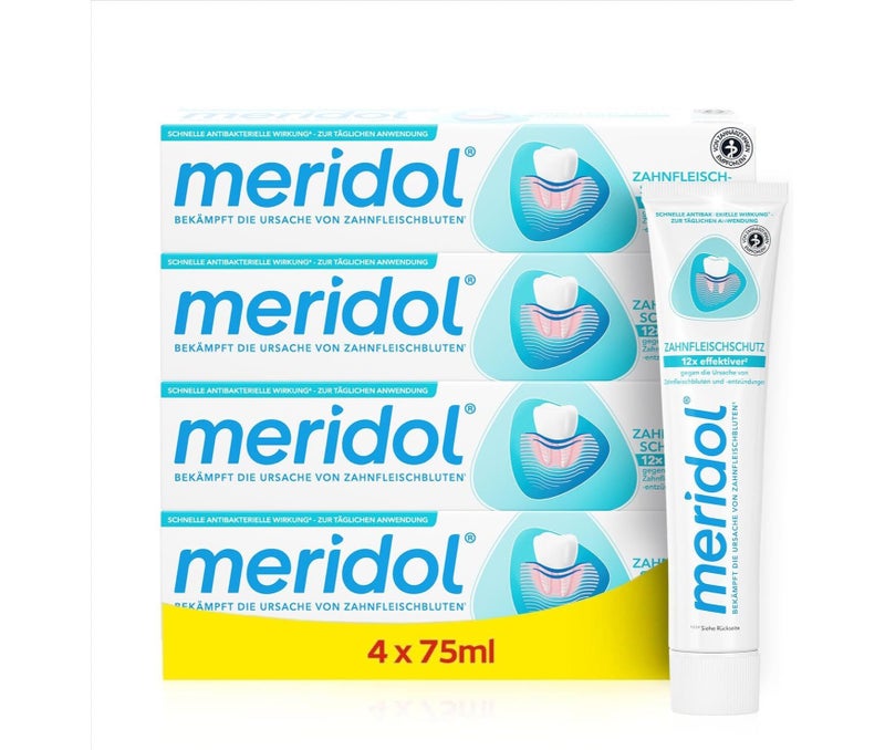meridol Toothpaste 4 x 75 ml - Toothpaste Fights Gum Disease, Antibacterial Effect
