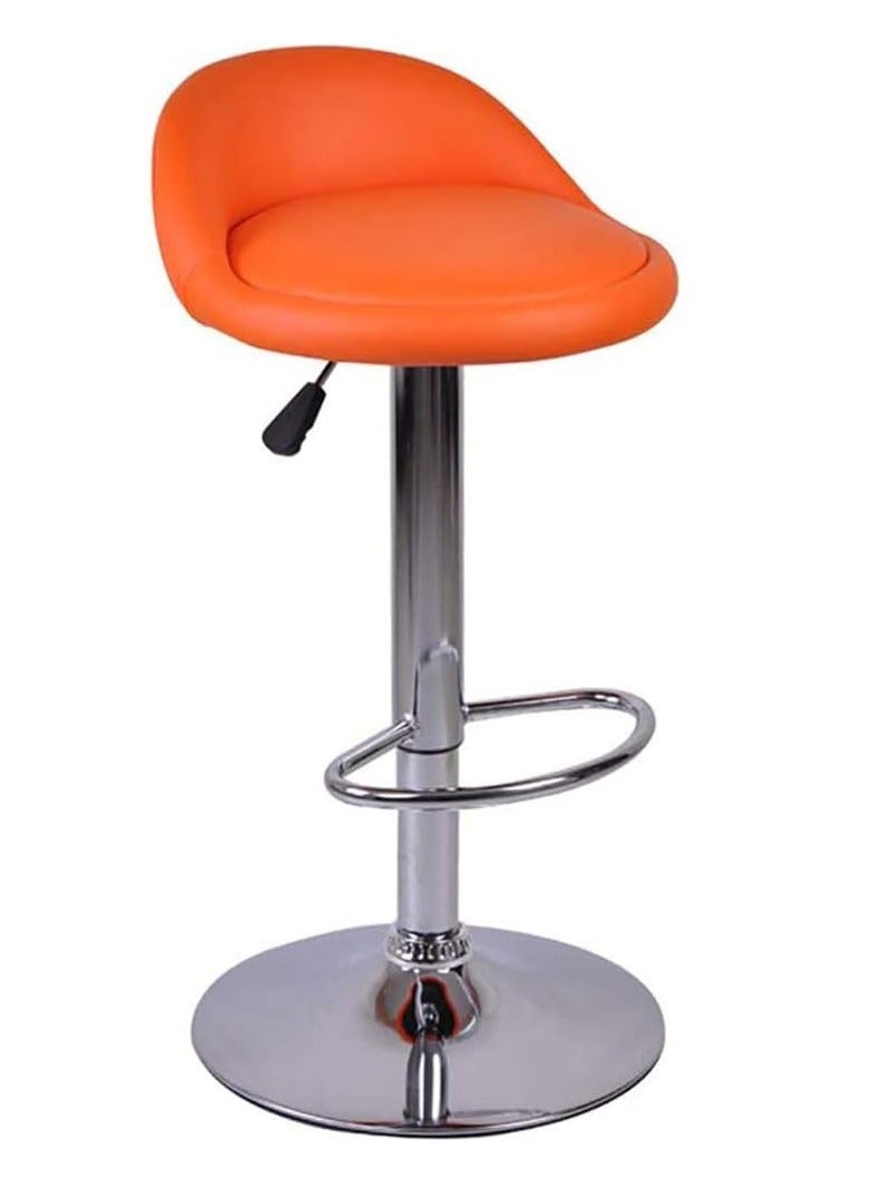 Golden Swivel Bar Stool Height Adjustable Bar Chair PU Leather Counter Barstools High Chairs Kitchen Island Chairs With Footrest for Home Office Cofe(Orange)  - Image 1