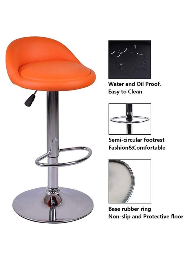 Golden Swivel Bar Stool Height Adjustable Bar Chair PU Leather Counter Barstools High Chairs Kitchen Island Chairs With Footrest for Home Office Cofe(Orange)  - Image 3