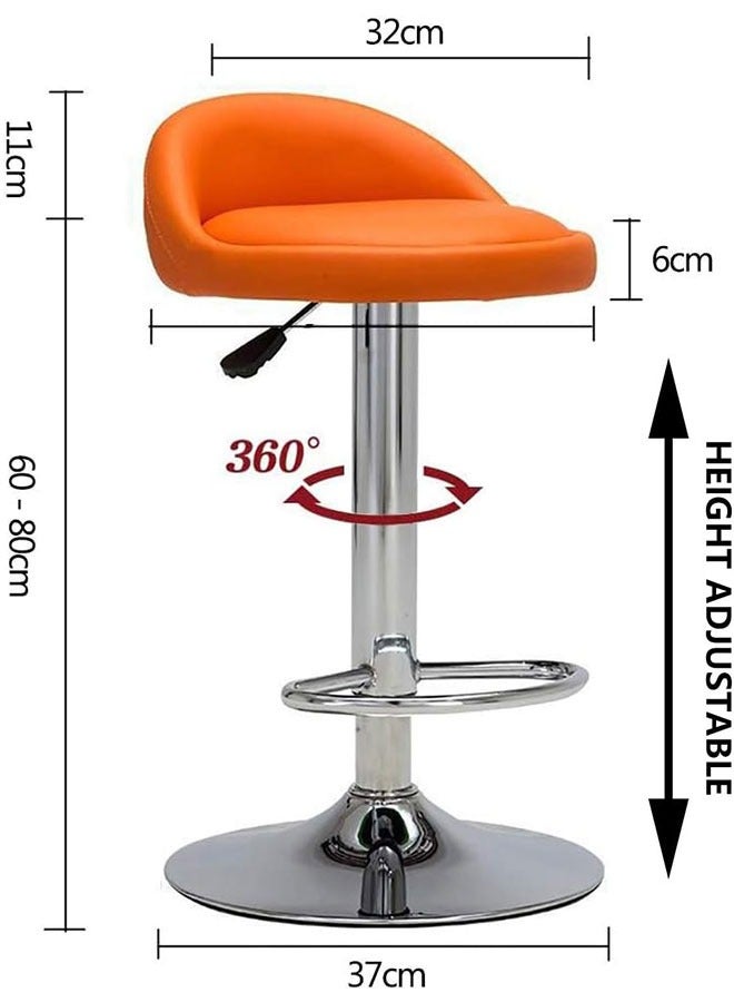 Golden Swivel Bar Stool Height Adjustable Bar Chair PU Leather Counter Barstools High Chairs Kitchen Island Chairs With Footrest for Home Office Cofe(Orange)  - Image 4