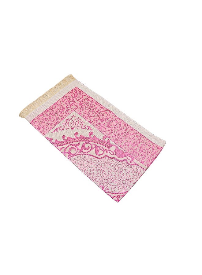 İhvan Online Muslim Prayer Rug and Prayer Beads with Elegant Cylinder Gift Box | Janamaz | Sajadah | Soft Islamic Prayer Rug | Islamic Gifts Set | Prayer Carpet Mat, Taffeta Fabric, Pink - Image 5