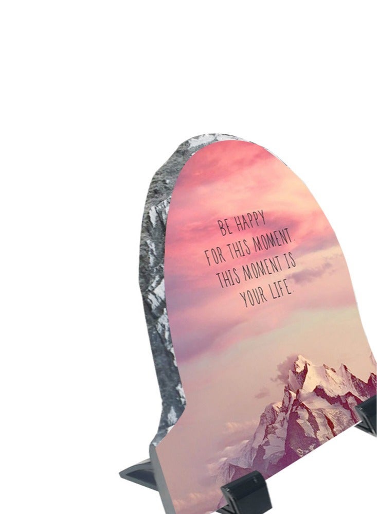 Service Zone Protective Printed White Rock Shape Marble Photo Frame for Table Top Be Happy For This Moment This Moment is Your Life  - Image 3