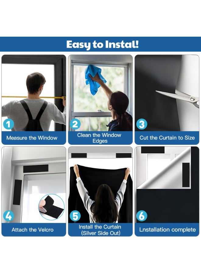 لاكي كيدز ستارة تعتيم محمولة مع شريط فيلكرو - ستارة تعتيم قابلة للحمل مع فيلكرو - ستارة تعتيم قابلة للقطع لتناسب النوافذ للسفر والمنزل - 145 × 300 سم / 145 × 400 سم، ستائر حاجبة للضوء للنوافذ، قابلة للإزالة وإعادة الاستخدام - Image 5