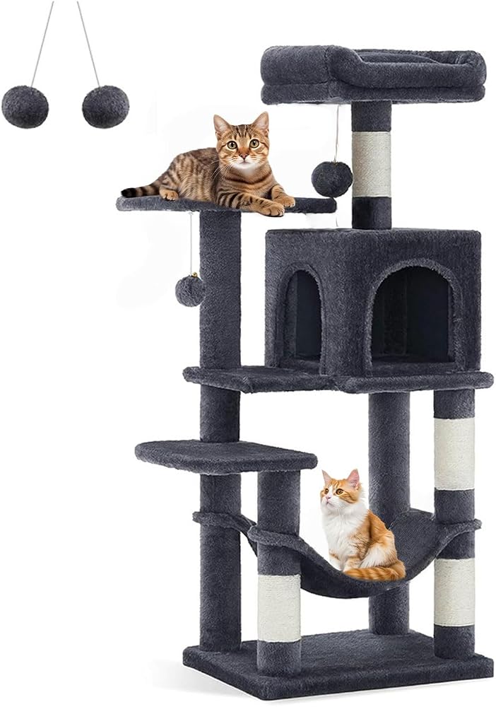 Sharpdo Cat Tower Cat Tree Large Platform Cat Tree with Soft Cover Hammock and Cave - Image 1