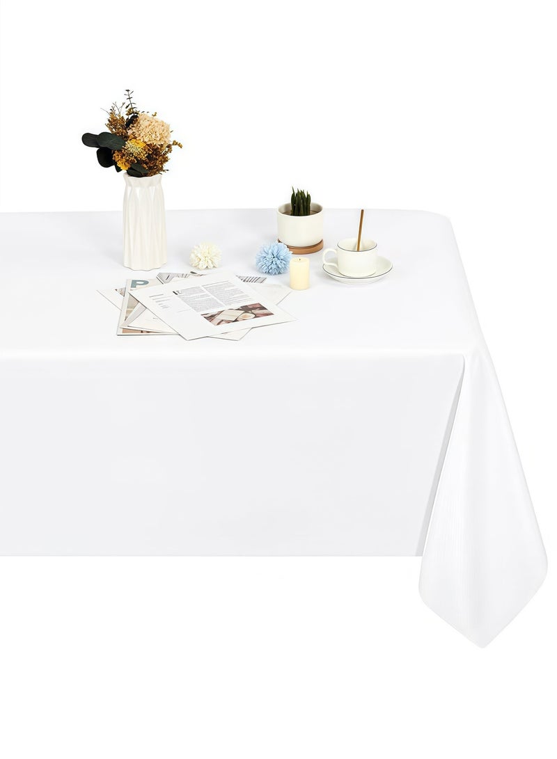 Oil-Proof White Table Cloth 1.45x1.8m Tablecloth - Stain Resistant Washable Table Cover Fabric for Weddings, Catering & Home | Premium Table Stretch for Buffet & Dinner Parties & 108x57 inch rectangular table cloth white tablecloth suitable for Christmas party or even long table restaurant banquet decoration,whole sheet Bundle - Image 3