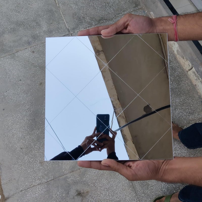 AMC Acrylic Mosaic Silver Tile Self-Adhesive Waterproof Size (12x12 Inch) Pack of 10 - Image 2