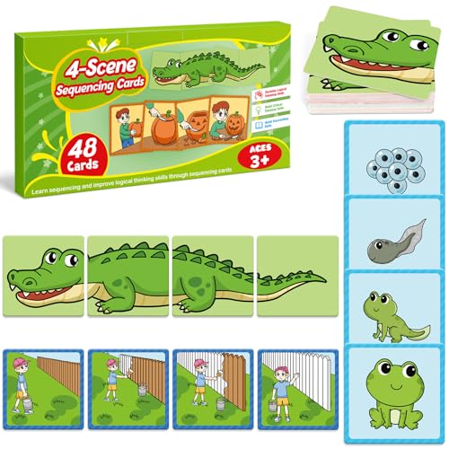 Kasfalci Sequencing CardsSequence Board Game for KidsSpeech Therapy Materials Toys for AutismStory StorytellingSocial SkillsSentence BuildingPreschool Learning ActivitiesClassroom Homeschool - Image 1