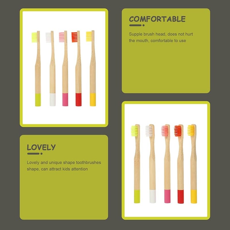 5Pcs Charcoal Soft Bristles Toothbrushes With Round Wooden Handles For Travel - Image 5