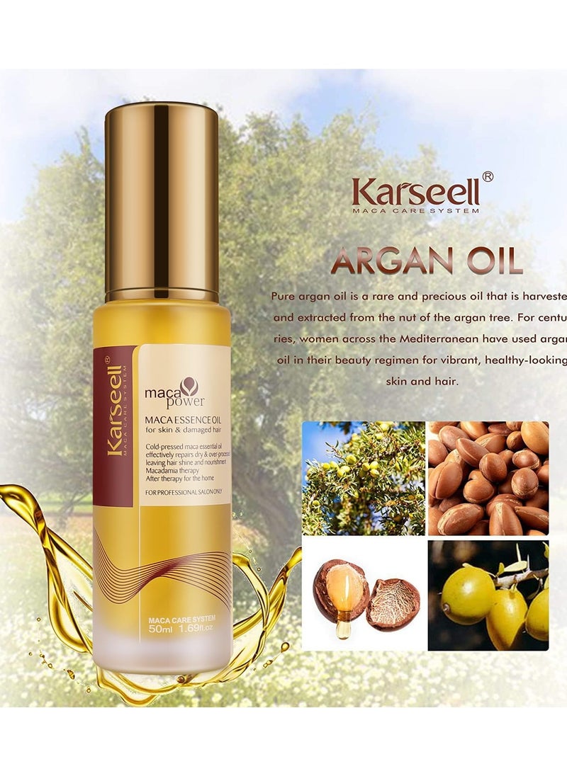 Karseell - Moroccan Argan Oil for Hair Healing Cold Pressed Weightless Argan Oil Hair Serum for Dry Damaged Hair 50ml - Image 1