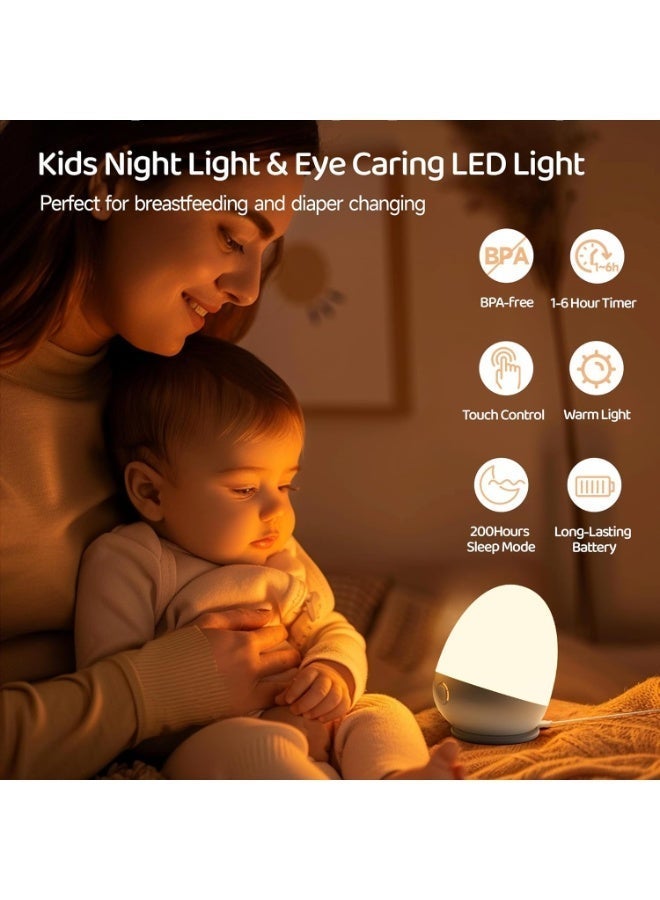 Night Light for Kids, Baby Night Light with 7 Colors Changing Mode u0026 Stepless Dimming, Nursery Night Light BPA Free,Rechargeable Egg Night Light for Breastfeeding 1h Timer u0026 Touch Control - Image 2