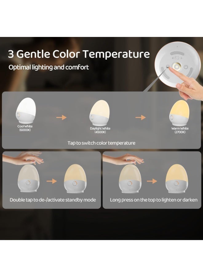 Night Light for Kids, Baby Night Light with 7 Colors Changing Mode u0026 Stepless Dimming, Nursery Night Light BPA Free,Rechargeable Egg Night Light for Breastfeeding 1h Timer u0026 Touch Control - Image 3