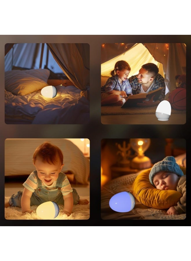 Night Light for Kids, Baby Night Light with 7 Colors Changing Mode u0026 Stepless Dimming, Nursery Night Light BPA Free,Rechargeable Egg Night Light for Breastfeeding 1h Timer u0026 Touch Control - Image 4