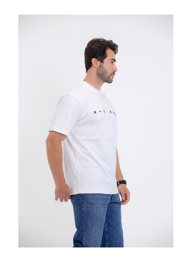 WHITE RABBIT Casual T-Shirt with "Life is Good" Graphic Print - Image 4