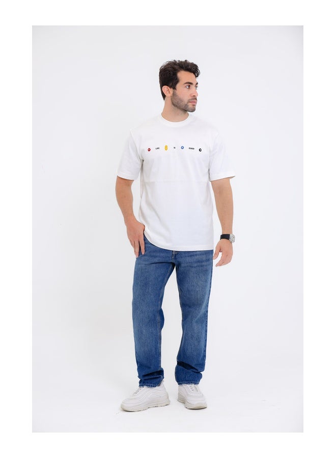 WHITE RABBIT Casual T-Shirt with "Life is Good" Graphic Print - Image 5