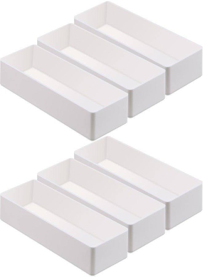تيلينغ مجموعة من 6 قطع من صواني تنظيم أدراج المكتب البلاستيكية البيضاء، صواني تخزين قابلة للتكديس، مناسبة للمكتب، وأدوات التجميل، والحمام، والمطبخ، وطاولة الزينة، بأبعاد 9.45 × 2.95 × 1.38 بوصة. - Image 1
