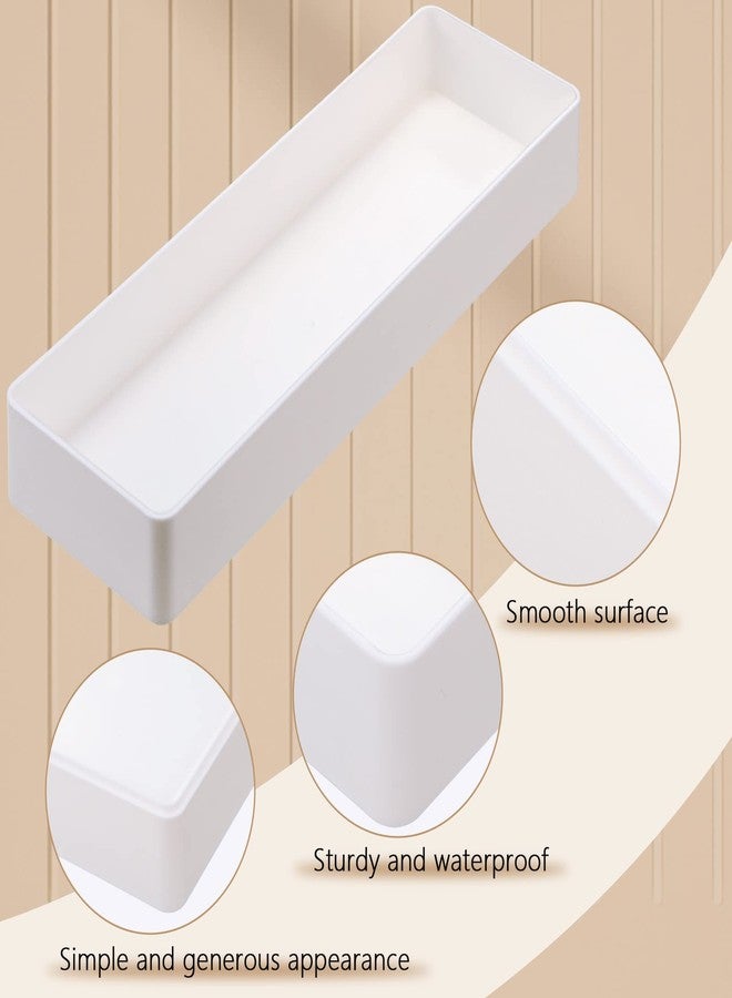 تيلينغ مجموعة من 6 قطع من صواني تنظيم أدراج المكتب البلاستيكية البيضاء، صواني تخزين قابلة للتكديس، مناسبة للمكتب، وأدوات التجميل، والحمام، والمطبخ، وطاولة الزينة، بأبعاد 9.45 × 2.95 × 1.38 بوصة. - Image 3